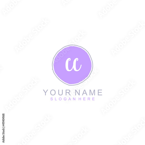 CC Initial handwriting logo template vector