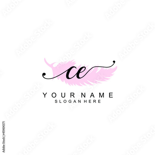 CE Initial handwriting logo template vector