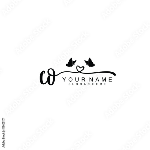 CO Initial handwriting logo template vector