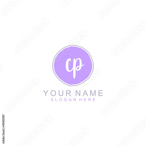CP Initial handwriting logo template vector