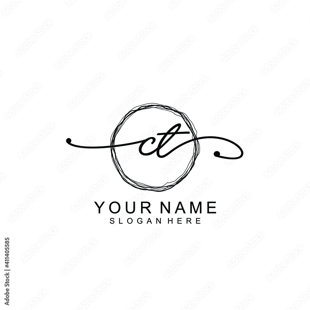 CT Initial handwriting logo template vector CT Initial handwriting logo template vector