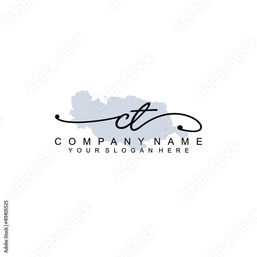 CT Initial handwriting logo template vector