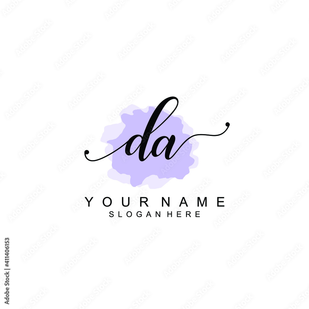 DA Initial handwriting logo template vector DA Initial handwriting logo template vector