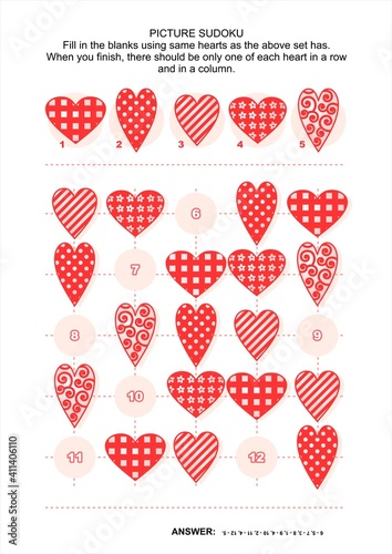 Picture sudoku puzzle with hearts
