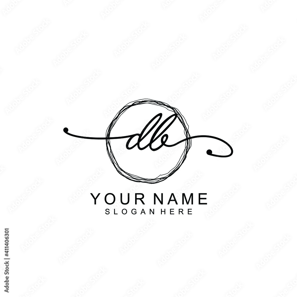 DB Initial handwriting logo template vector DB Initial handwriting logo template vector