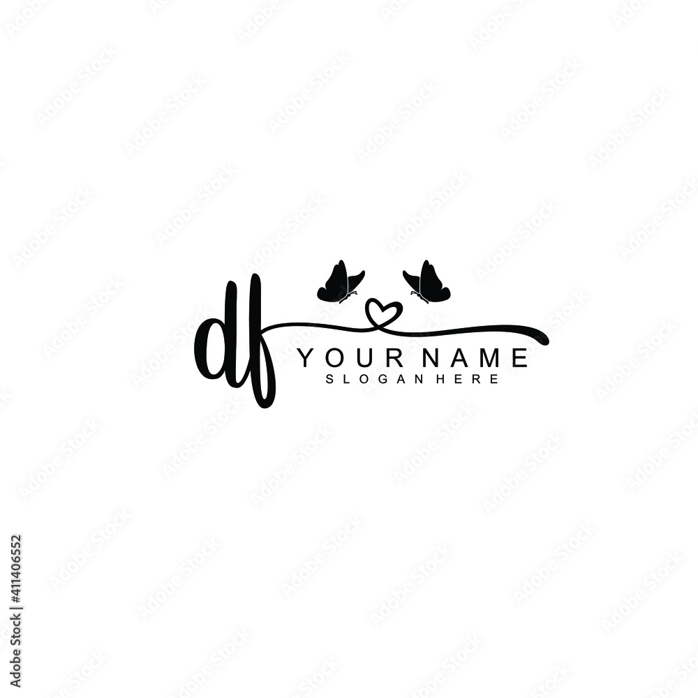 DF Initial handwriting logo template vector DF Initial handwriting logo template vector