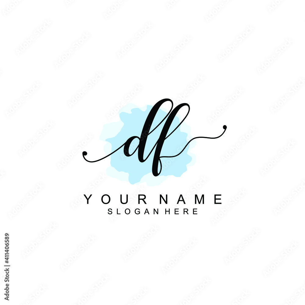 DF Initial handwriting logo template vector DF Initial handwriting logo template vector