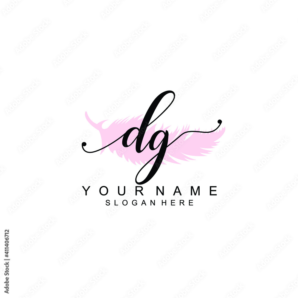 DG Initial handwriting logo template vector DG Initial handwriting logo template vector