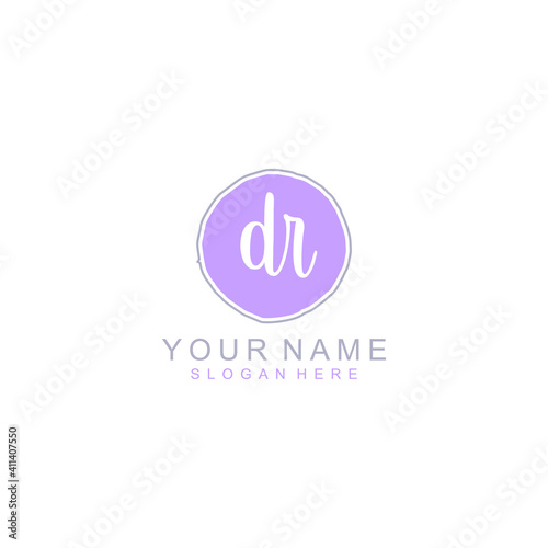 DR Initial handwriting logo template vector
