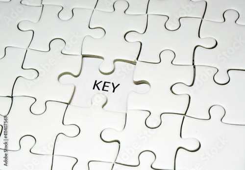 Last jigsaw puzzle piece or missing jigsaw puzzle piece with Key word to successfully 