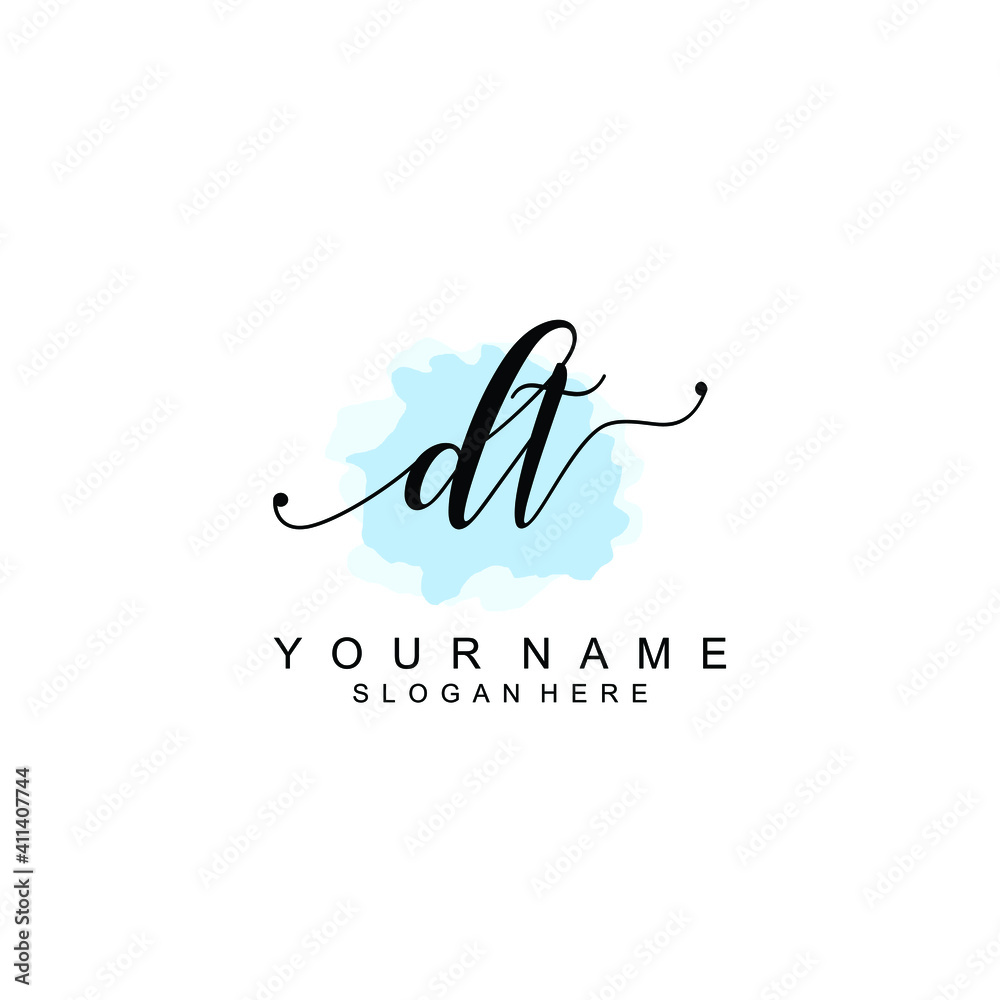 DT Initial handwriting logo template vector DT Initial handwriting logo template vector