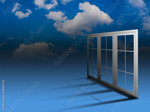 Flat window frames on backg...