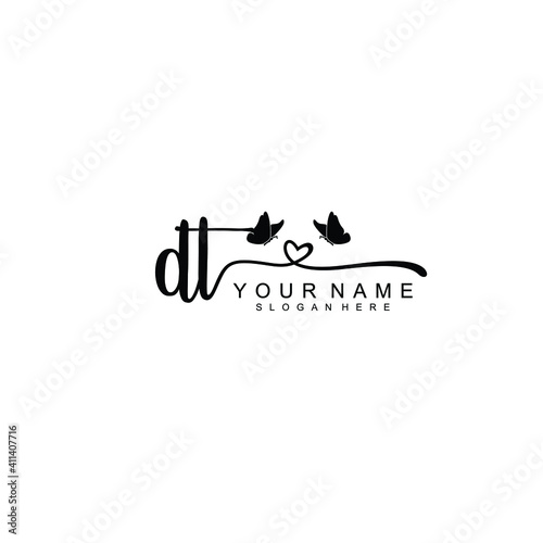 DT Initial handwriting logo template vector