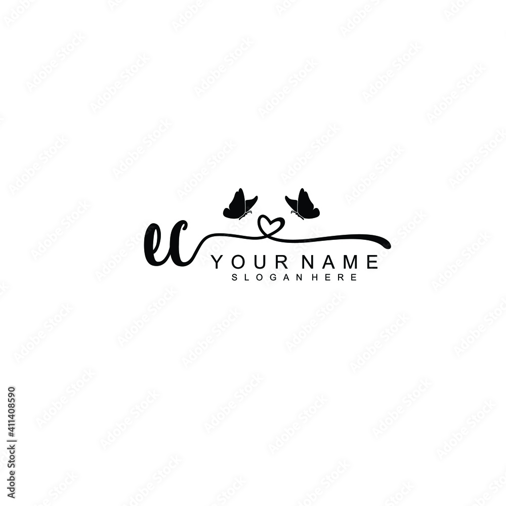 EC Initial handwriting logo template vector EC Initial handwriting logo template vector