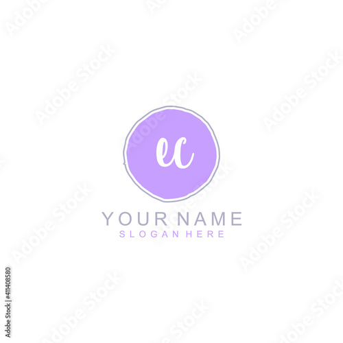 EC Initial handwriting logo template vector