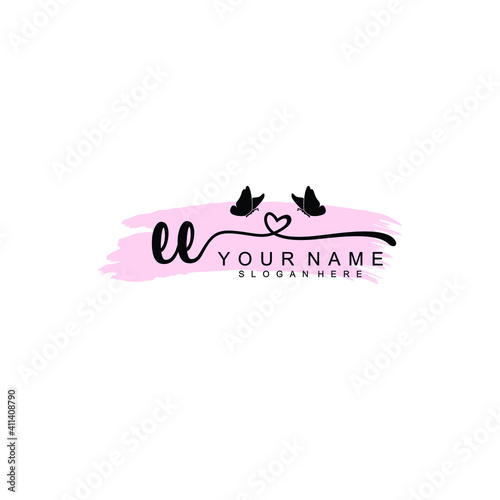 EE Initial handwriting logo template vector