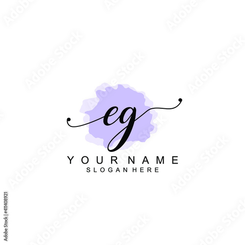 EG Initial handwriting logo template vector
