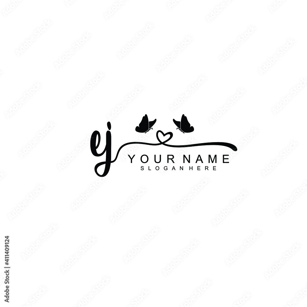 EJ Initial handwriting logo template vector EJ Initial handwriting logo template vector