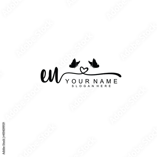 EU Initial handwriting logo template vector