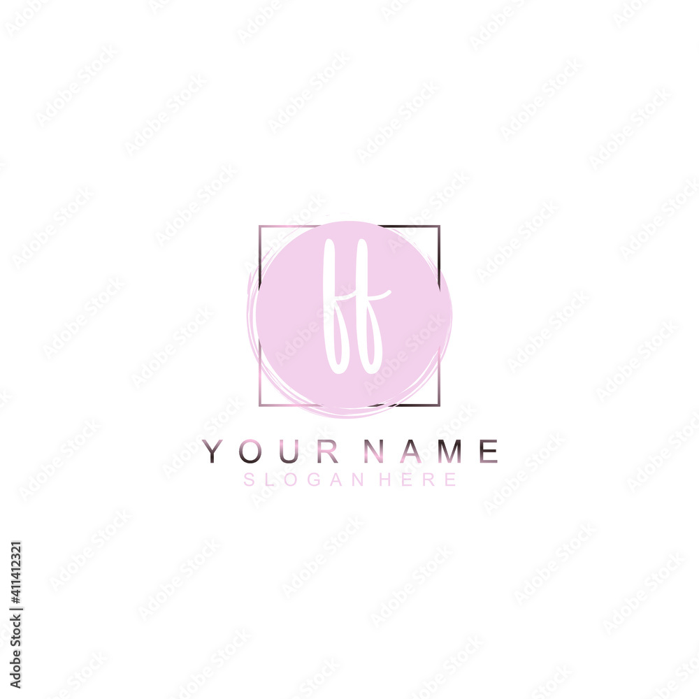 FF Initial handwriting logo template vector