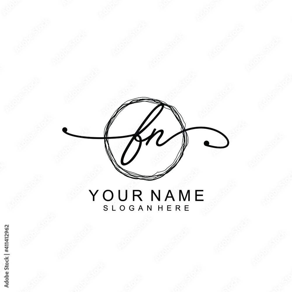 FN Initial handwriting logo template vector FN Initial handwriting logo template vector