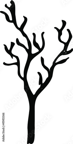 Isolated white and black vector icon flower branch for botanical and floristic