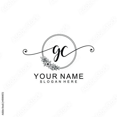 GC Initial handwriting logo template vector