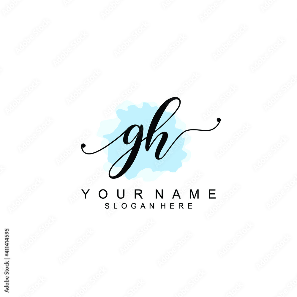 GH Initial handwriting logo template vector GH Initial handwriting logo template vector