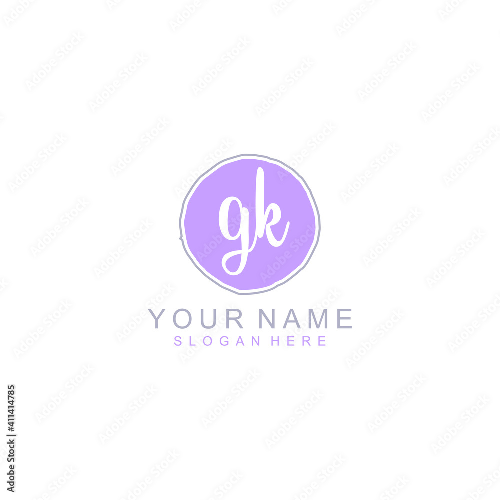 GK Initial handwriting logo template vector GK Initial handwriting logo template vector