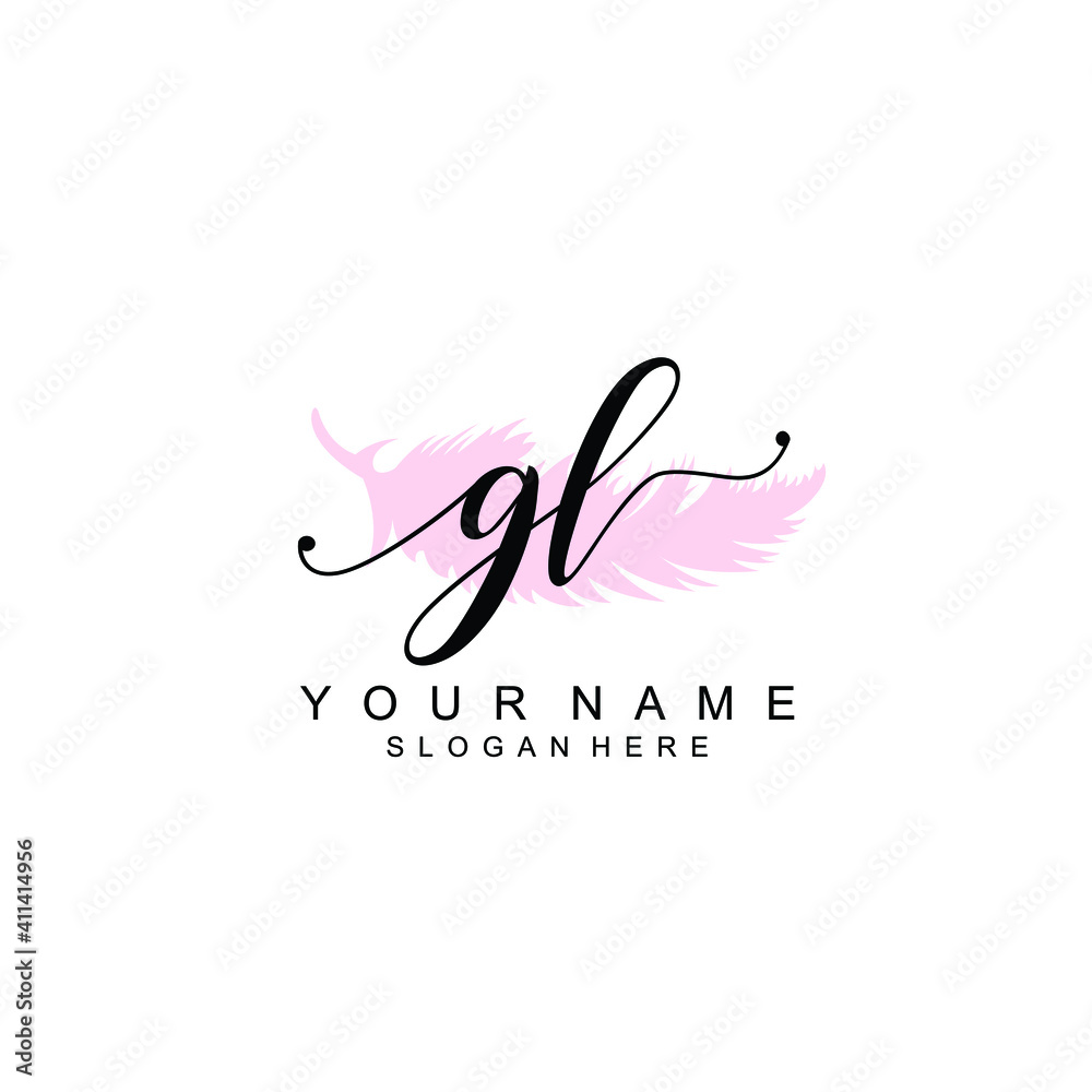 GL Initial handwriting logo template vector GL Initial handwriting logo template vector