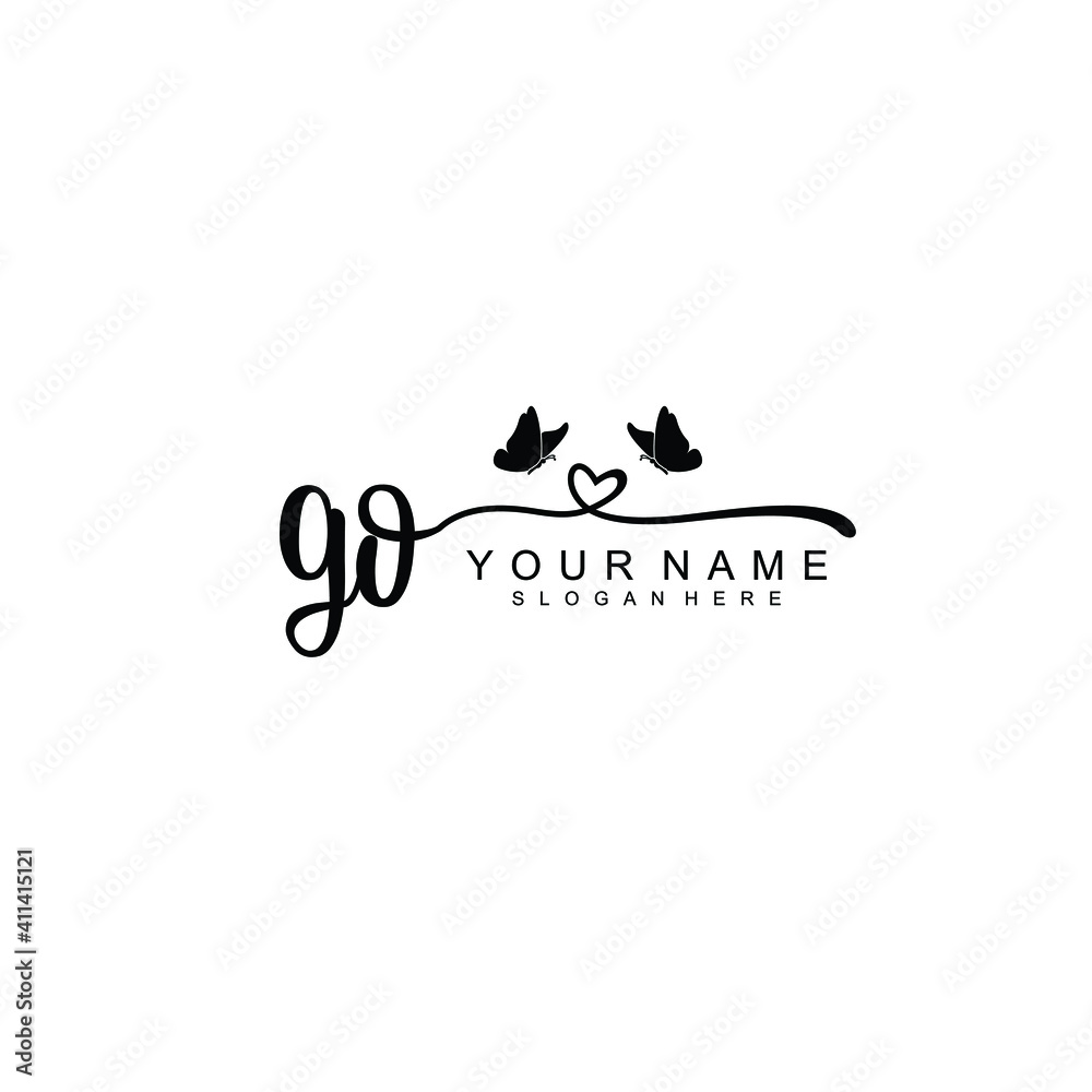 GO Initial handwriting logo template vector GO Initial handwriting logo template vector