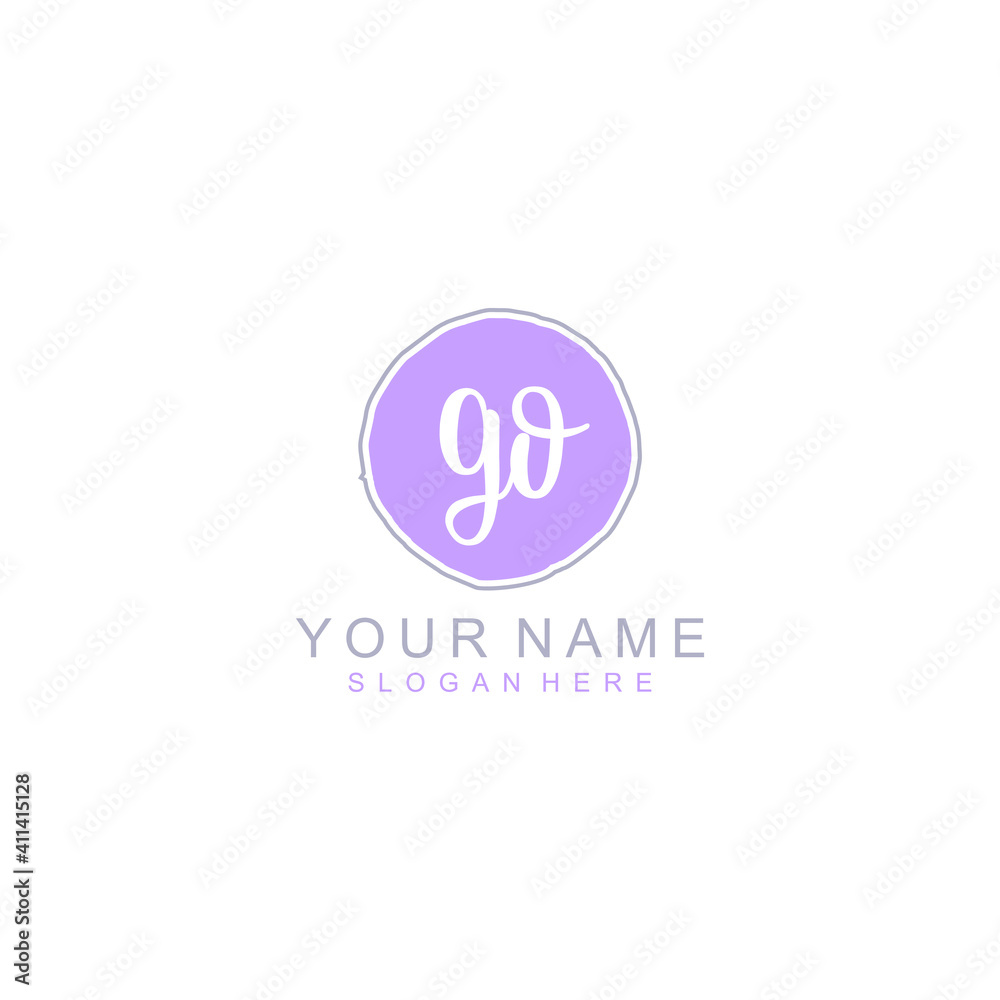 GO Initial handwriting logo template vector GO Initial handwriting logo template vector