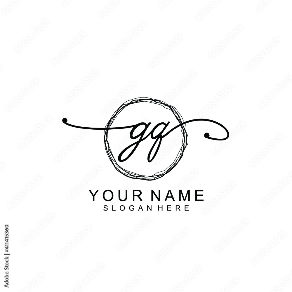 GQ Initial handwriting logo template vector GQ Initial handwriting logo template vector