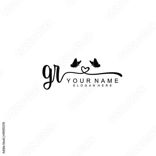 GR Initial handwriting logo template vector