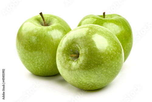 Fresh granny smith apples, isolated on white background