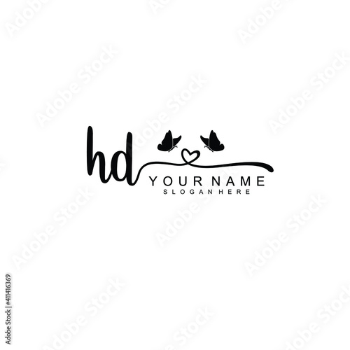 HD Initial handwriting logo template vector