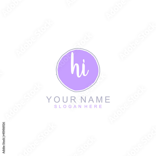HI Initial handwriting logo template vector