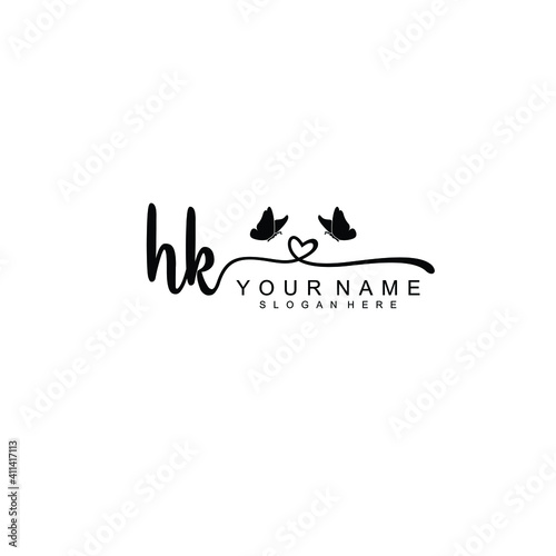 HK Initial handwriting logo template vector