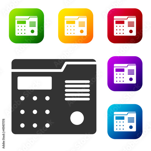 Black House intercom system icon isolated on white background. Set icons in color square buttons. Vector Illustration.