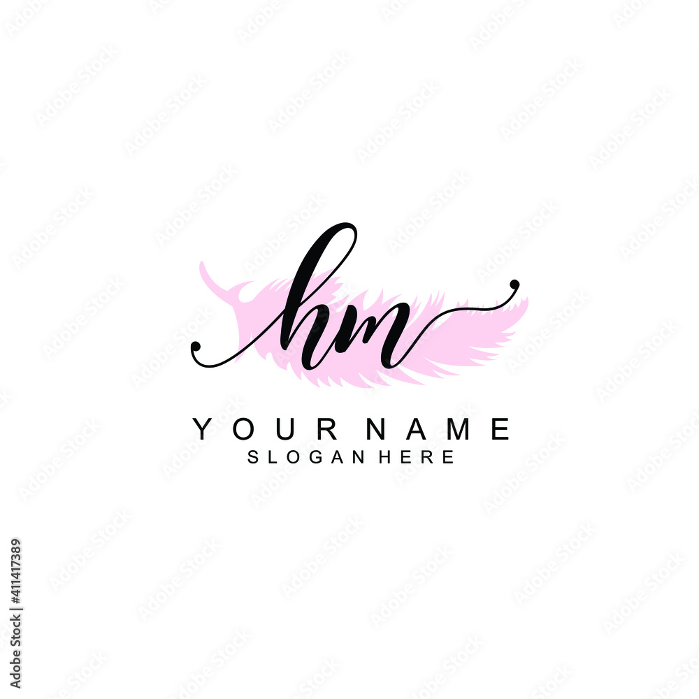 HM Initial handwriting logo template vector HM Initial handwriting logo template vector
