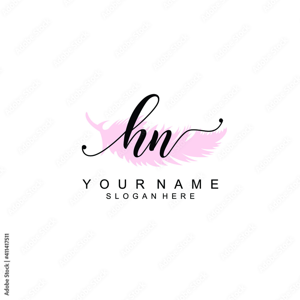HN Initial handwriting logo template vector HN Initial handwriting logo template vector