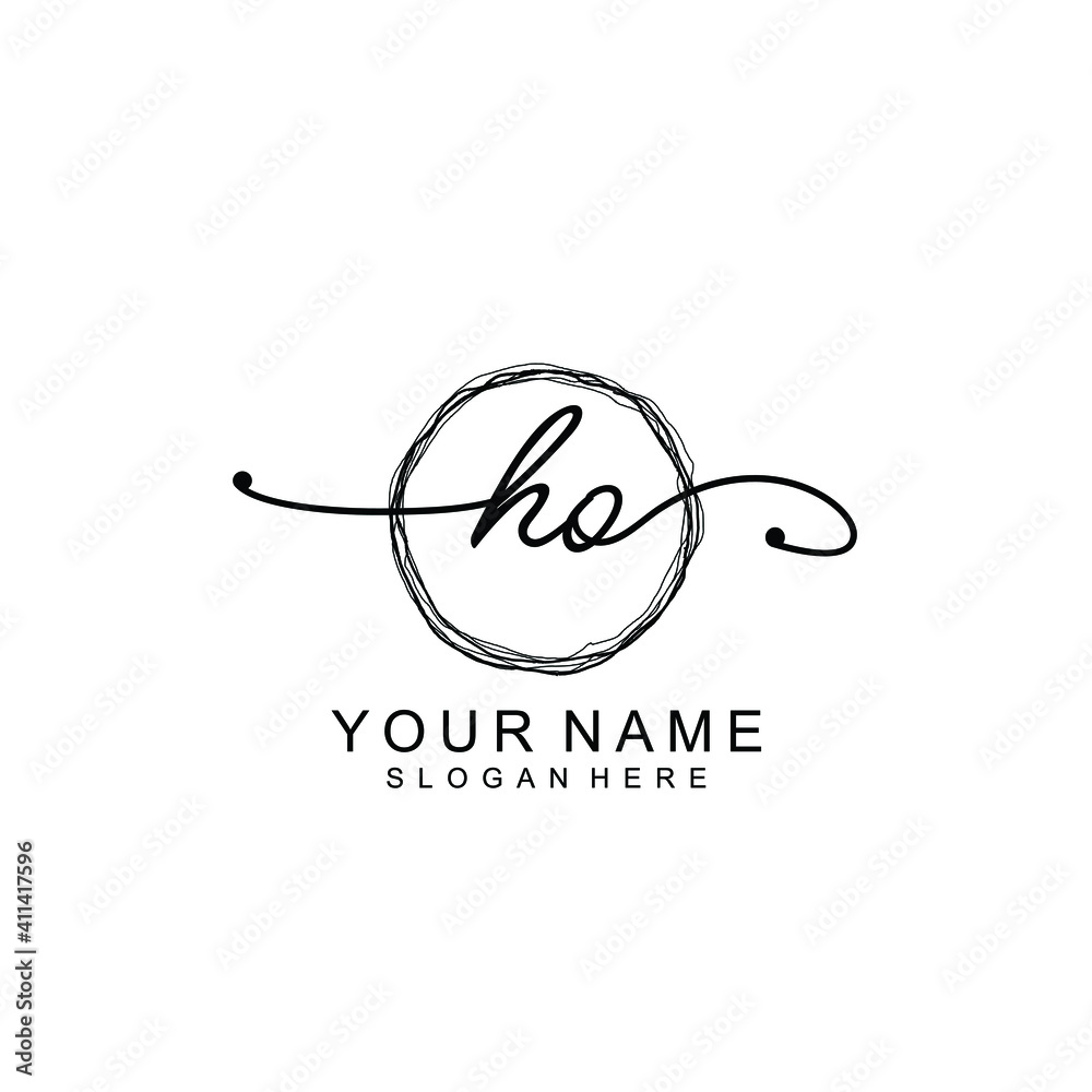 HO Initial handwriting logo template vector HO Initial handwriting logo template vector