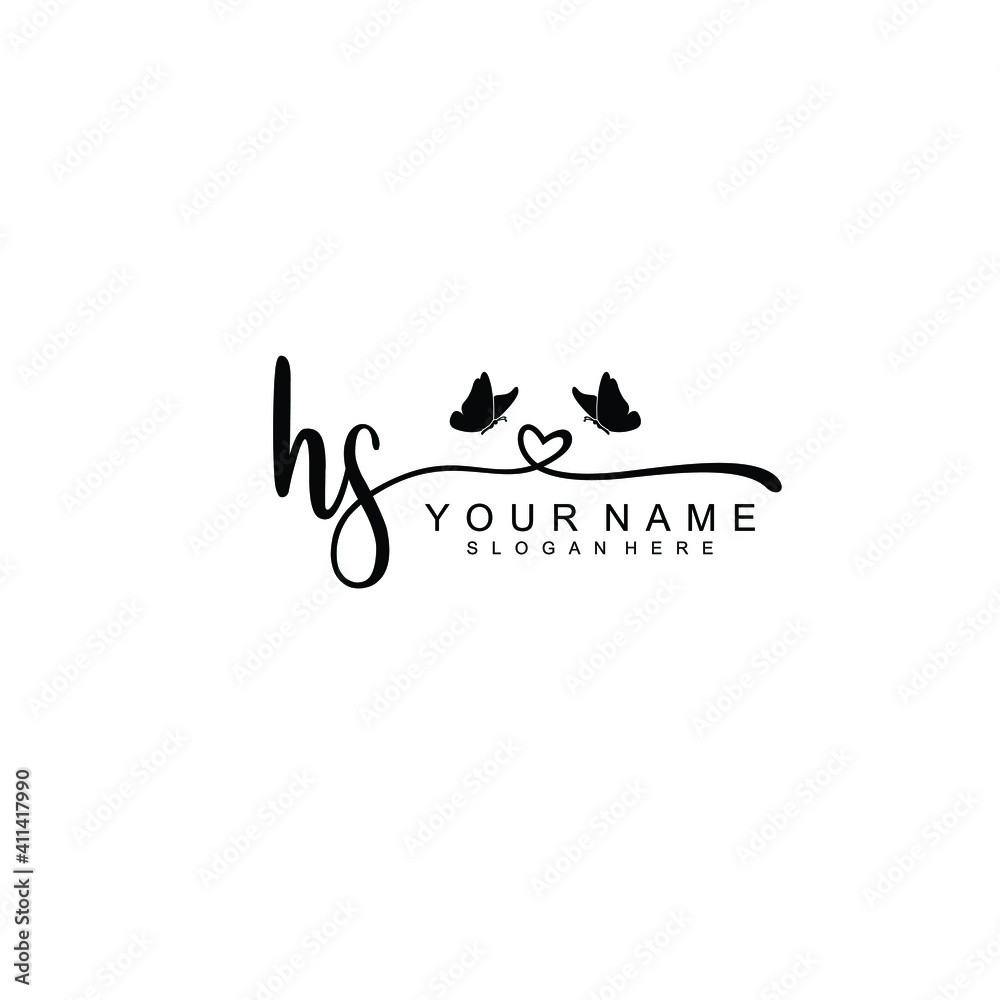 HS Initial handwriting logo template vector HS Initial handwriting logo template vector