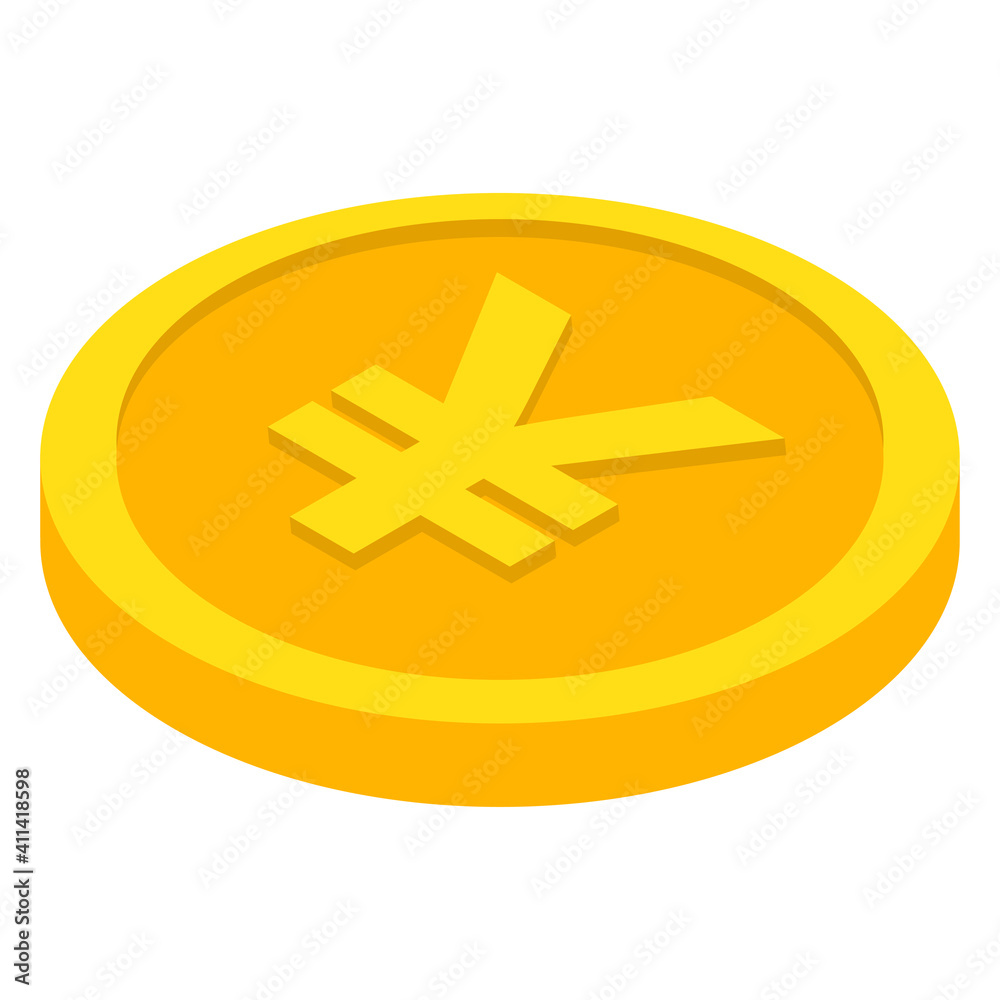 Coin icons. Yuan coin. Currency symbols in isometric, 3D style. Vector Coin icons. Yuan coin. Currency symbols in isometric, 3D style. Vector