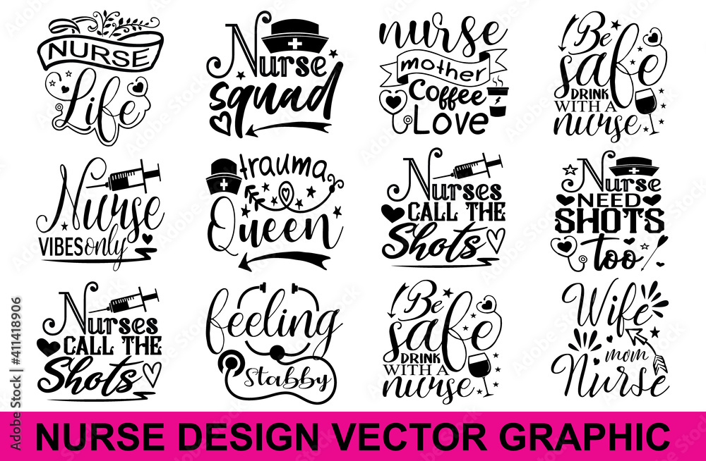 nurse design SVG Bundle Cut Files for Cutting Machines like Cricut and Silhouette	