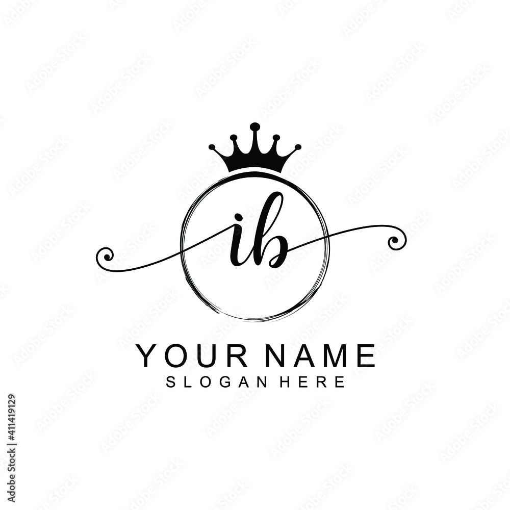 IB Initial handwriting logo template vector IB Initial handwriting logo template vector