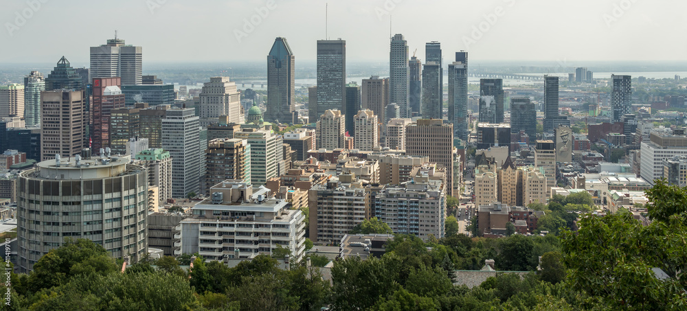 Montreal city skyline from Mont Royal mountain