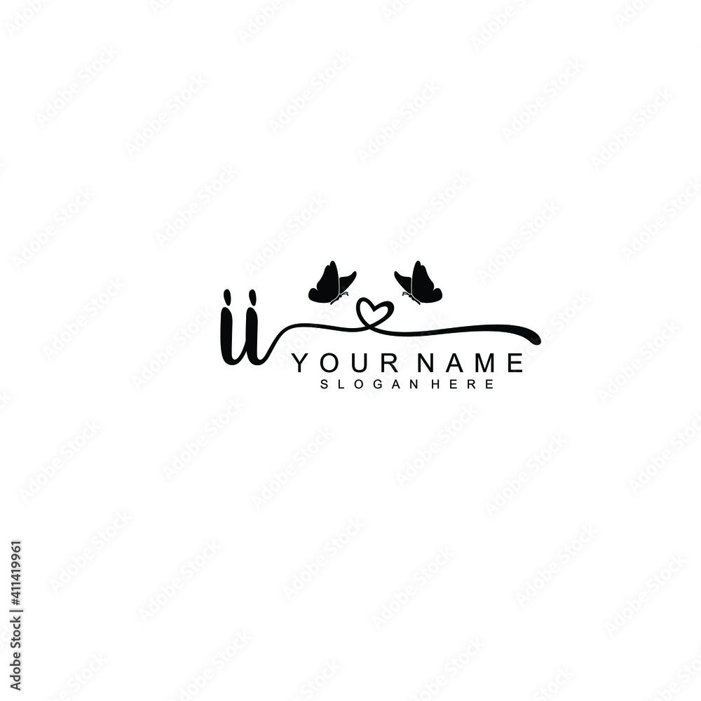 II Initial handwriting logo template vector