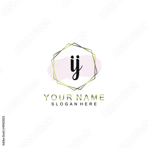 IJ Initial handwriting logo template vector