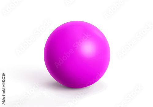 Pink sphere with shadow. Ball. 3D render